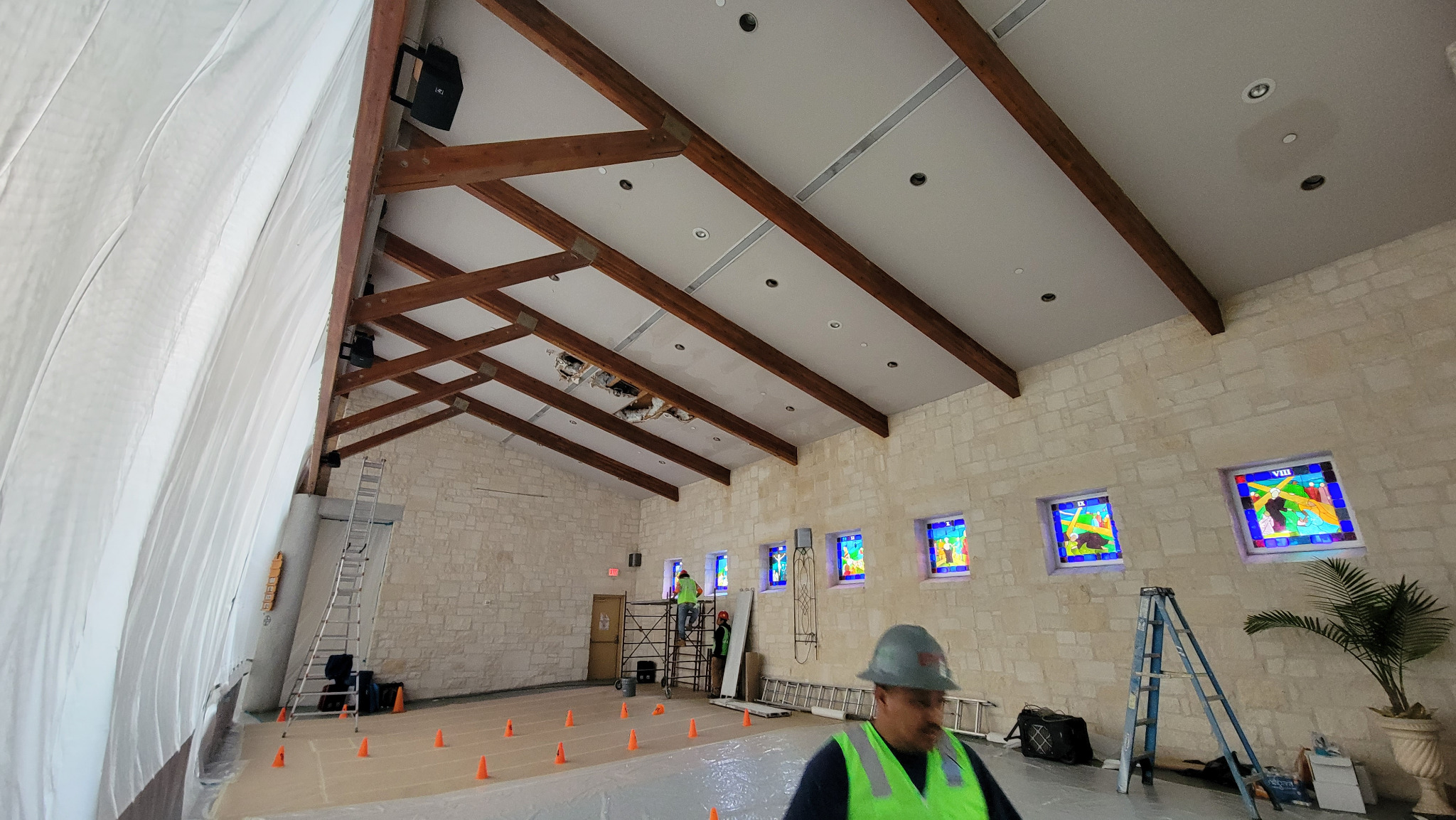 Experienced Austin TX contractor Cuatro Pilares performing church interior renovation with precision and care